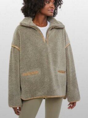 Tuckernuck Olive Rhodes Shearling Quarter Zip Fleece Pullover Sz M